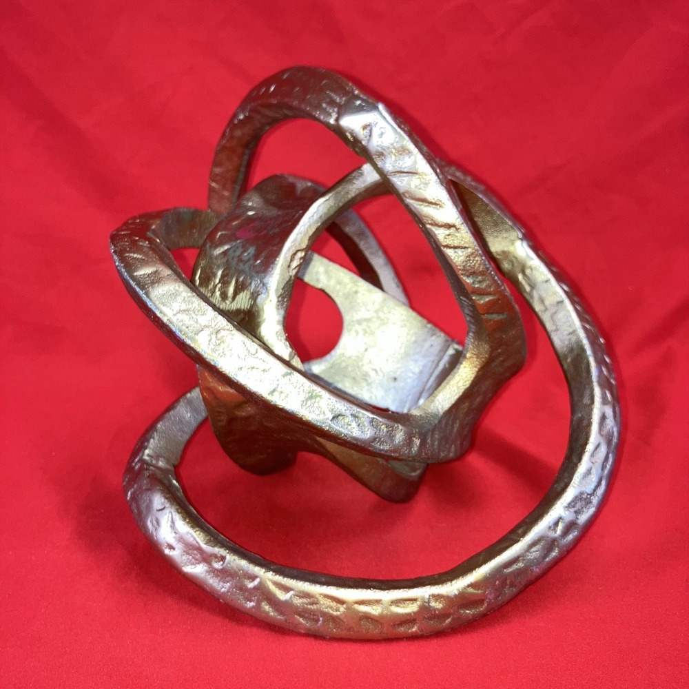 Vintage Gold Tone Metal Knot / Abstract Art / Modern Sculpture Painted / Flaw